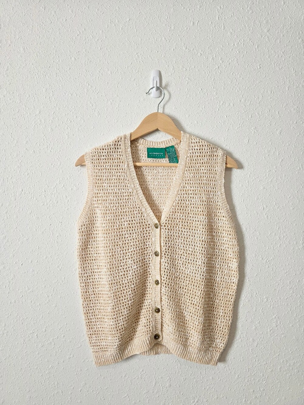 Vintage Linen Cotton Knit Vest S